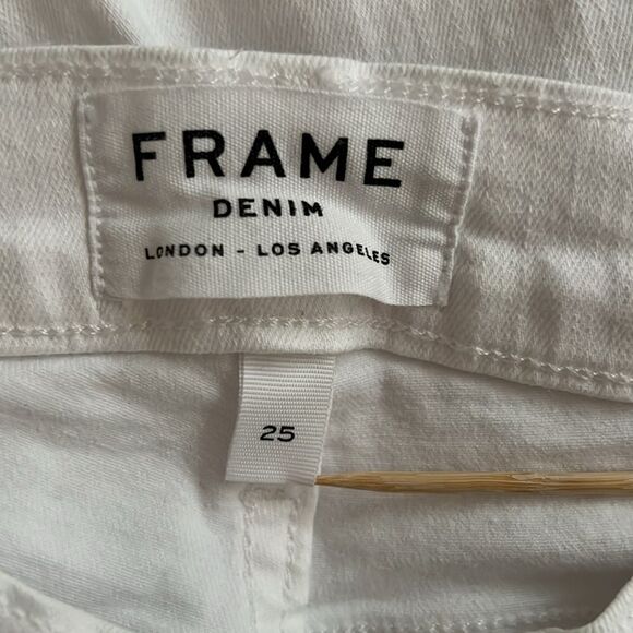 FRAME Le Skinny de Jeanne Foliage Embroidered Jeans Blanc - Picture 9 of 11